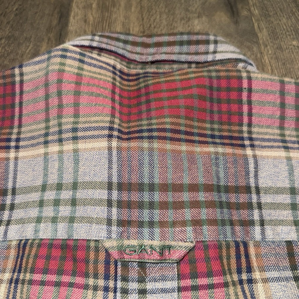 Gant Coastal Twill Mens L Button Up Shirt Warm Plaid Cotton Multicolor Outdoor - Picture 6 of 12